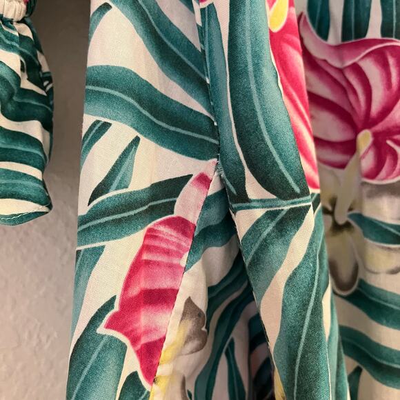 Vintage Hilo Hattie Tropical Print Dress XL Hawaii Palm Leaf Floral Muumuu Midi - Picture 5 of 11